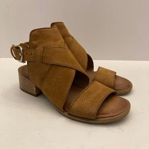 Miz Mooz Suede Leather Sandals Brown Cross Straps Womens 6.5-7 EU 37 - Picture 1 of 12