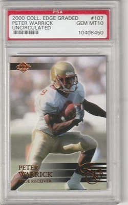 2000 Collector's Edge Graded Peter Warrick PSA 10 Gem Mint UnCirc Bengals No.107 - Image 1 of 2