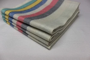 Vera Neumann Attributed Retro Candy Striped Linen Table Napkins Set 4 Vintage - Picture 1 of 15