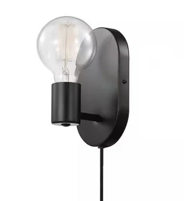 Novogratz x Globe Electric 1-Light Modern Matte Black Plug-in or Hardwire Light - Image 1 of 4