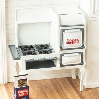 Casa de bonecas Roper Range fogão forno 1920s estilo escala 1:12 miniatura cozinha metal. - Imagem 1 de 4