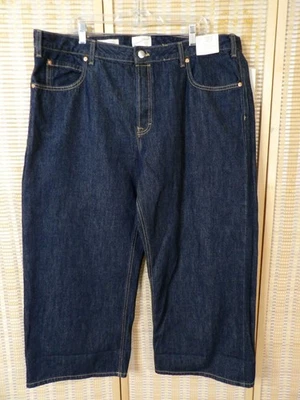 Pantalones de mezclilla para mujer recortados con hilo universal vintage pierna ancha talla 17 calce relajado Foto 1 de 4