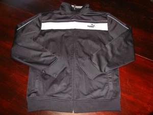YOUTH PUMA FULL ZIP WARM UP JACKET SIZE LARGE BLACK WHITE NICE - Imagen 1 de 5
