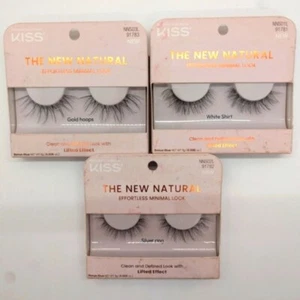 Lot Of 3 Kiss Lashes Natural Lifted Effect Gold Hoops Silver Ring White Shirt - Picture 1 of 6