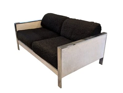 Adrian Pearsall Mid Century Boucle y Loveseat Cromo - Estilo Milo Baughman Foto 1 de 4