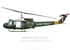 Bell UH-1H A2-110 RAAF Slick - A3+ Profile Print - Picture 1 of 4