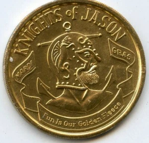 .Mardi Gras Doubloon Krewe: Knights of Jason Aluminum 1971 Gold - Picture 1 of 2