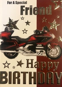Für einen besonderen Freund Happy Birthday Grußkarte, Motorrad Motiv, nagelneu - Bild 1 von 1