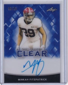 Minkah Fitzpatrick 2017 Leaf Trinity Clear Blue Acetate Rc On Card Auto (10/25) - Picture 1 of 2