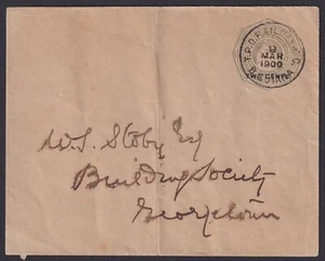 BRITISH GUIANA: (19368) T.P.O. RAILWAY E.C CANCEL/PSE COVER 1900 - Picture 1 of 2