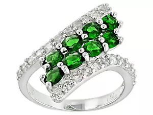 1.73ctw Chrome Diopside With .92ctw White Zircon Sterling Silver Bypass Ring -12 - Picture 1 of 4