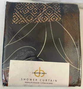 Dark Flowered Floral Creative Shower Curtain 72" X 72" Bathroom Bathtub “Borneo” - Picture 1 of 3