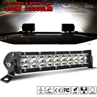 7inch 2ROW LED Work Light Bar Slim Offroad Fog Lamp ATV UTV Fit Honda Pioneer - Image 1 of 4