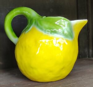 Ancien Grand Pichet Carafe Céramique Barbotine Citron Vintage/old Lemon pitcher