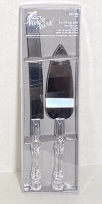 Wedding Cake Serving Set His Hers Faux Crystal Handles Knife Server - Image 1 of 4