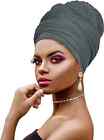 Ankara African Print Soft Headwraps Headband Long Hair Head Wrap Scarf 1Pc Gray