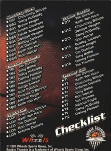 1997 Wheels Rookie Thunder Rising Storm #45 Checklist