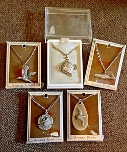 Lote De 5 Collares De Peltre De Colección, Peces, 2 Gaviotas, Dólar De Arena, Ballena, Nuevo De Lote Antiguo - Imagen 1 de 7