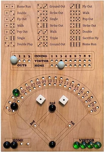 Baseball Dice Board Game Wooden with Dice Marbles Fun Double Battle Table Game - Picture 1 of 11