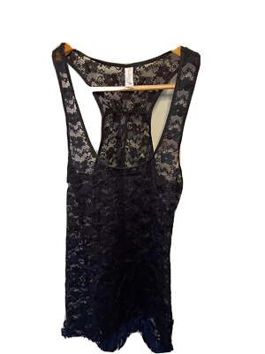 In Bloom By Jonquil Black Chemise Small Lingerie  Sheer Dress Ruffle Bottom - Image 1 of 4