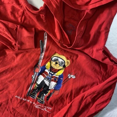 Ralph Lauren Polo Oso Camisa Sudadera con Capucha Niños Talla 6 Niños Rojo Esquí Ligero Invierno Foto 1 de 4
