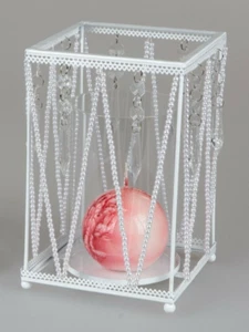 Formano Modernes Windlicht eckig 18cm hoch Perlen weiß 557827 Hochzeit Tischdeko - Bild 1 von 1