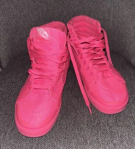 Vans Off The Wall Sk8 Hi High Top Sneakers 4.5 Neon Pink 721356 - Picture 1 of 8