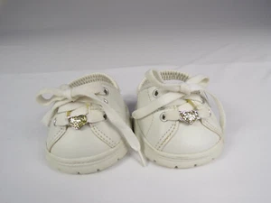 Vintage Build A Bear Skecher Shoes Sparkling Heart Pendants White Faux Leather  - Picture 1 of 7