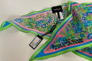 The Marc Jacobs Paisley Diamant Seide Schal grün Multi - Neu mit Etikett - Bild 1 von 8