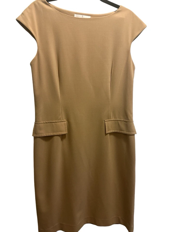 Bloomingdale’s- 女式棕褐色帽袖迷笛裙。 尺寸:14P — 第 1/4 张图片