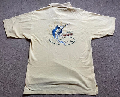 Tommy Bahama Men’s Yellow Tropical Camp Golf Polo Shirt King Putt Marlin Medium - Image 1 of 4