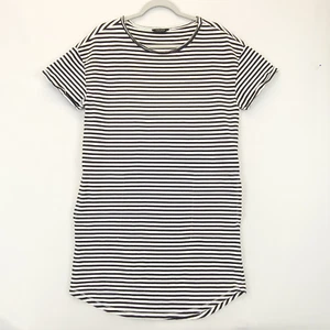 Lucky Brand Short Shirt Knit Dress Stripe Pockets Women M Black White Comfy - Picture 1 of 11