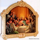 The Last Supper Cathedral Wooden Plaque w Gold Leaf Stamping NIP