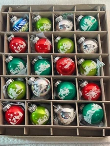 Radko Shiny Brite set of 20 miniature glass flocked balls EX8391 - Picture 1 of 8