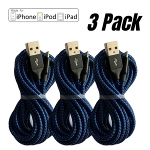 3 Pack 10Ft USB Fast Charger Cord Charging Cable For Apple iPhone 14 13 12 11 - Picture 1 of 10