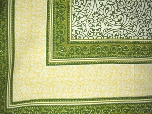 Persian Filigree Block Print Tapestry Cotton Spread 106" x 70" Twin Green - Picture 1 of 2