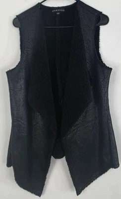 Rock N Republic Womens Faux Suede Metallica Black Asymmetrical Sherpa Size M - Image 1 of 4