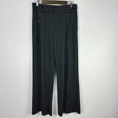 Pantalones Robert Louis Mujer L Negro Blanco Lunares Pierna Ancha Náutico Retro Mod Foto 1 de 4