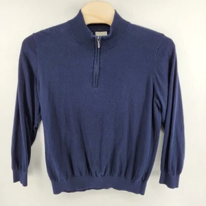 LL Bean 1/4 Zip Sweater Men's XXL REG Navy Blue 95% Cotton 5% Cashmere - Picture 1 of 5