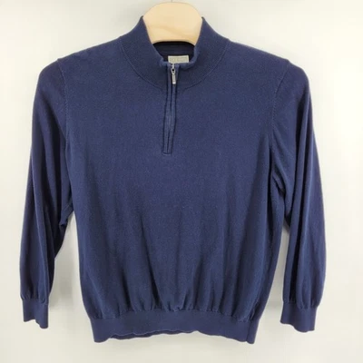LL Bean 1/4 Zip Sweater Men's XXL REG Navy Blue 95% Cotton 5% Cashmere - Image 1 of 4