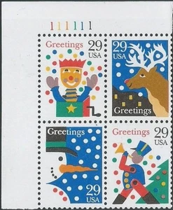 Plate Block of 4 stamps - Scott 2791-94 - 29 cent - Greetings - 1993 - MNH - Picture 1 of 1