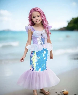 NUEVO Disfraz Vestido Sirena Lentejuelas Niños Talla 3/4 | Envío y Entrega 1-2 Días Foto 1 de 4