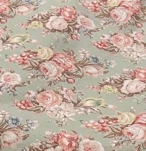 Ralph Lauren Charlotte CUTTER Fitted Bed Sheet Queen Size Green Cabbage Rose USA - Picture 1 of 6