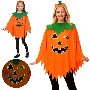 Halloween Pumpkin Noctilucent Cloak With Headband Performance Festival Costume - Picture 1 of 13