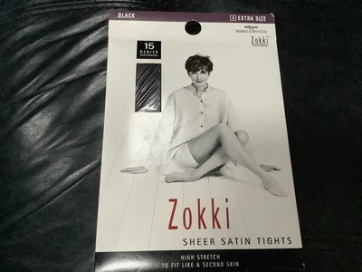 🦵St Michael M&S ZOKKI SHEER SATIN BLACK🍾 15 Den Tights EXTRA Size (4) - Image 1 of 2