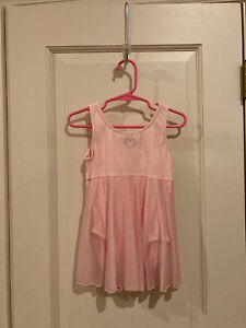 Toddler Girl Ballet Dance Leotard Skirt Jeweled Heart Small Size 5/6 Pink 