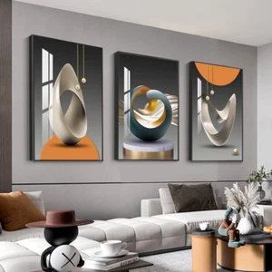 MPLONG Wall Art, Bright Style Framed Wall Art, Abstract Modern Art Shape Pattern - Picture 1 of 12