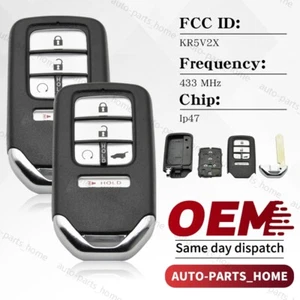 2Pcs For Honda Civic CR-V 2017 2018 2019 2020 Pilot 2021 Smart Remote Key Fob - Picture 1 of 10