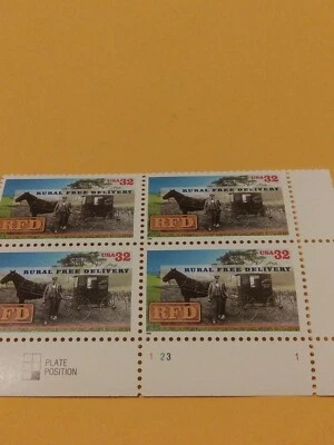 U.S. MINT NH OG 32 CENT PLATE BLOCK CV 5.25 - Image 1 of 2