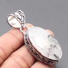 G3541 Moonstone Gemstone Silver Plated Vintage Style Pendant 2 Inch Jewelry